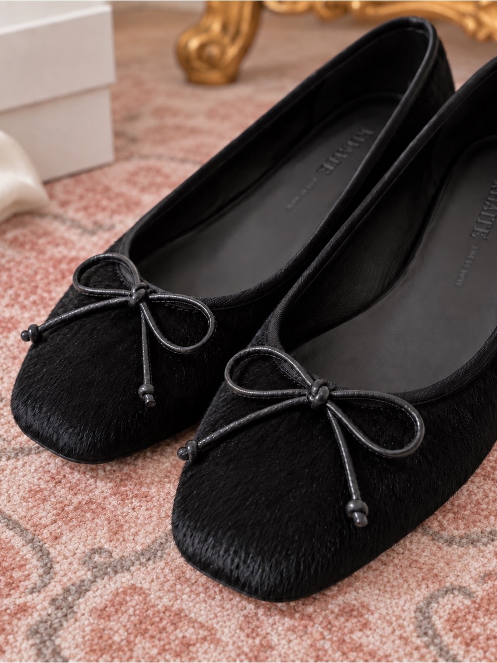 KHAITE Charlotte Calf Hair Ballet Flats Black EU 38 US 8